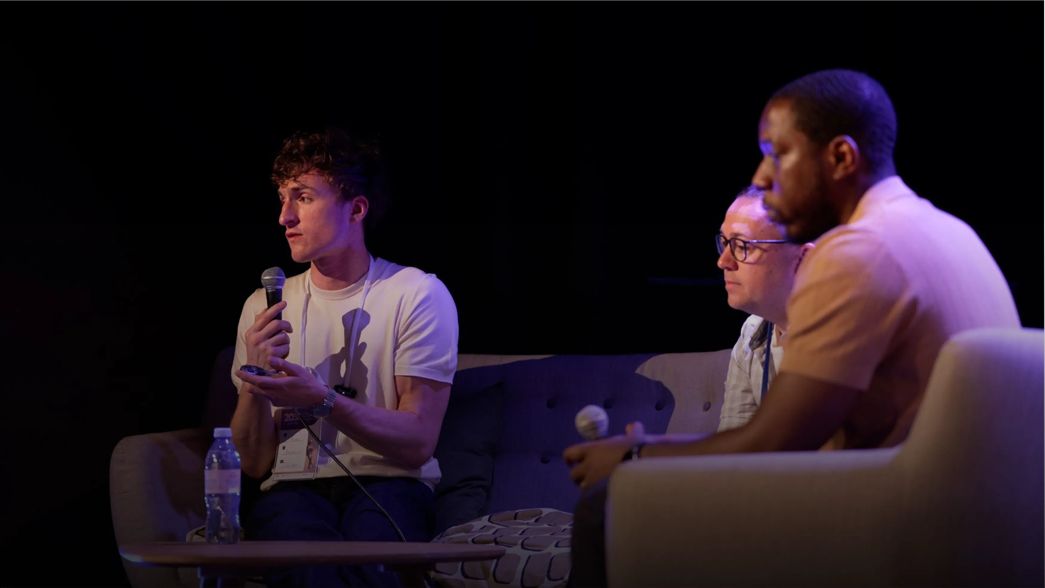 Florian Bodelot speaking alongside Orisha and Webflow during the 2036 by Yuri & Neil conference about rebuilding enterprise websites with Webflow Enterprise.