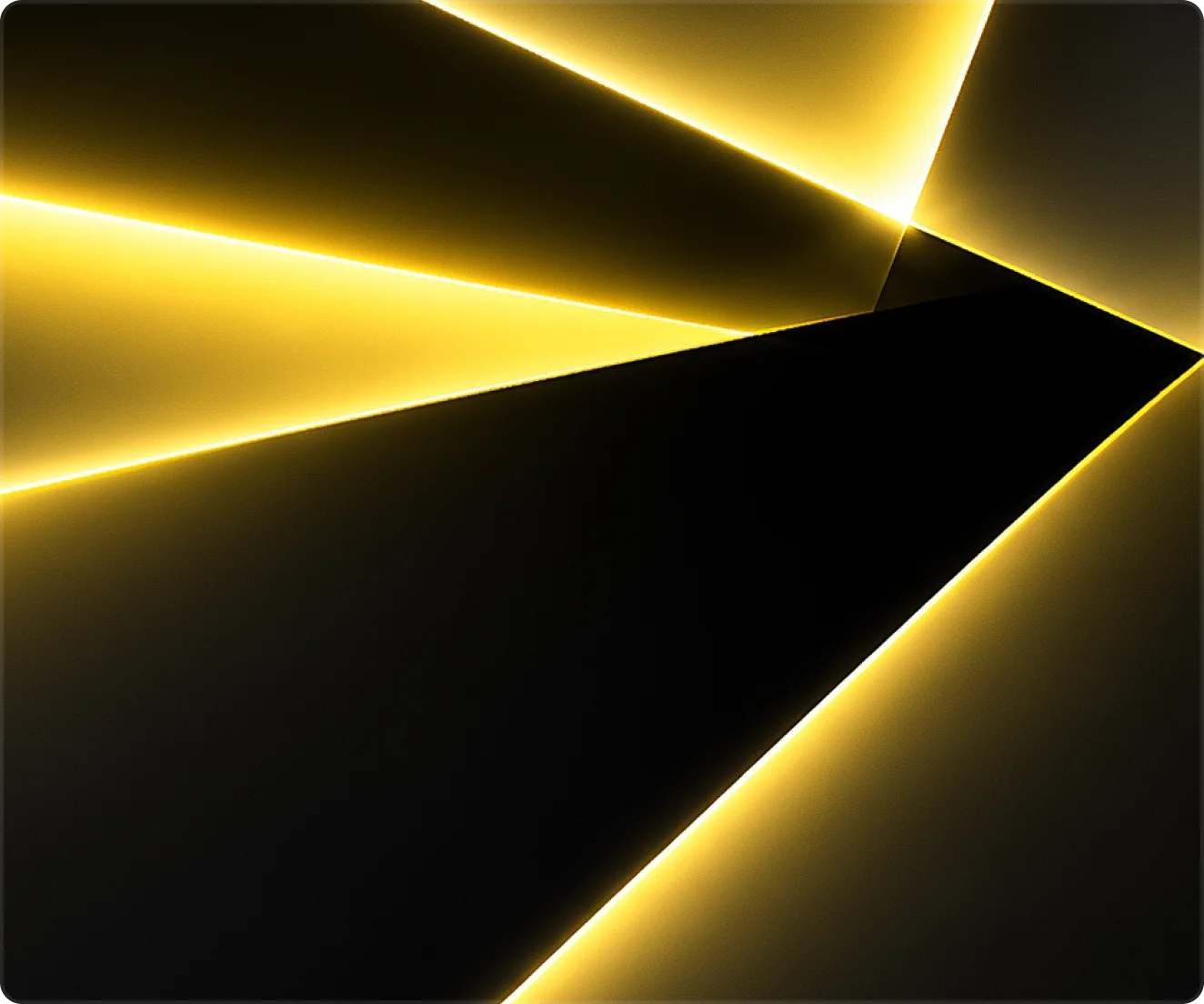 Composition abstraite premium mêlant formes géométriques noires et lueurs dorées, créant une sensation de profondeur, de précision et d’innovation.