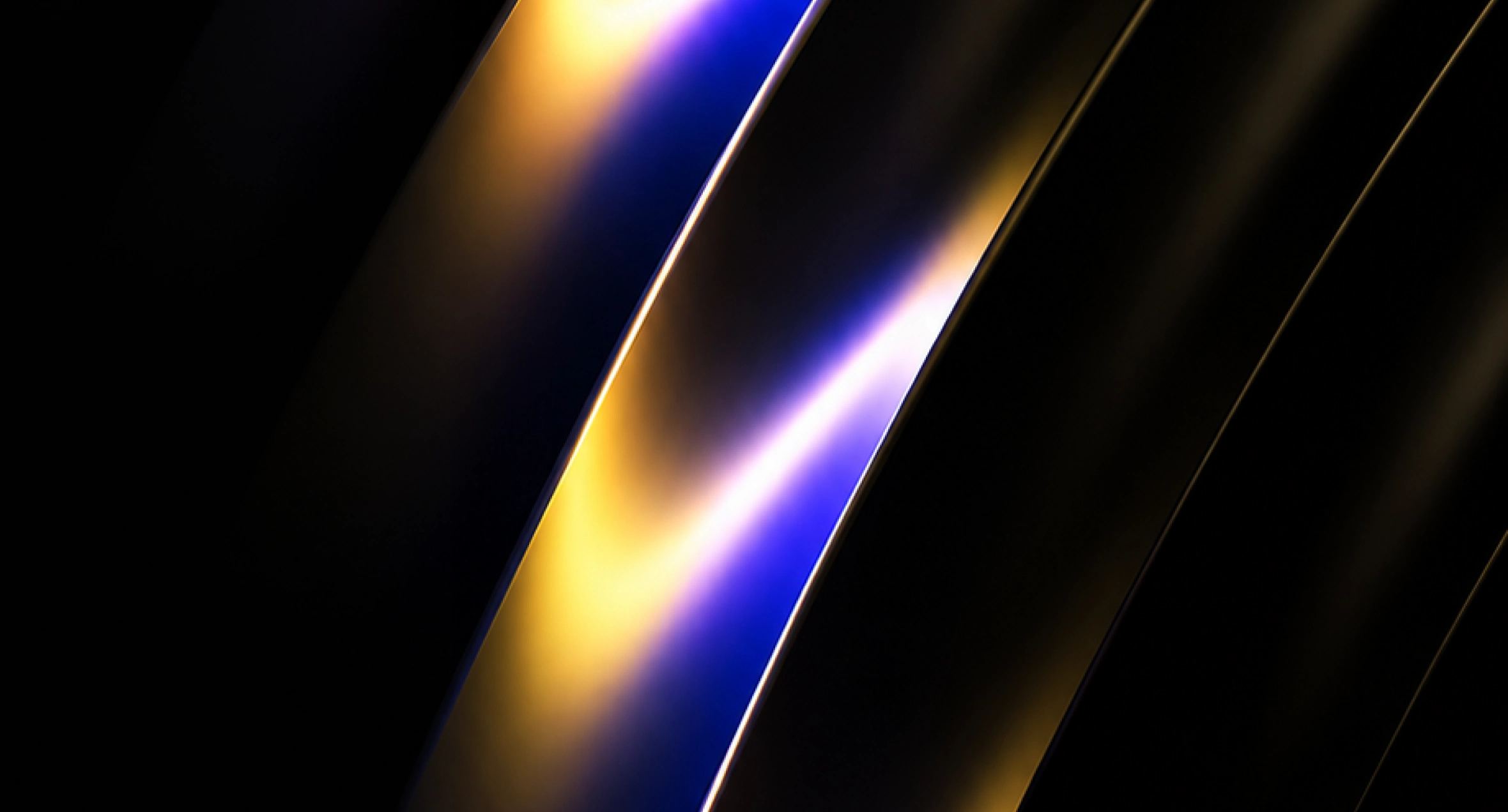 Abstract diagonal beams with smooth gradient light effects in blue, yellow, and black tones.