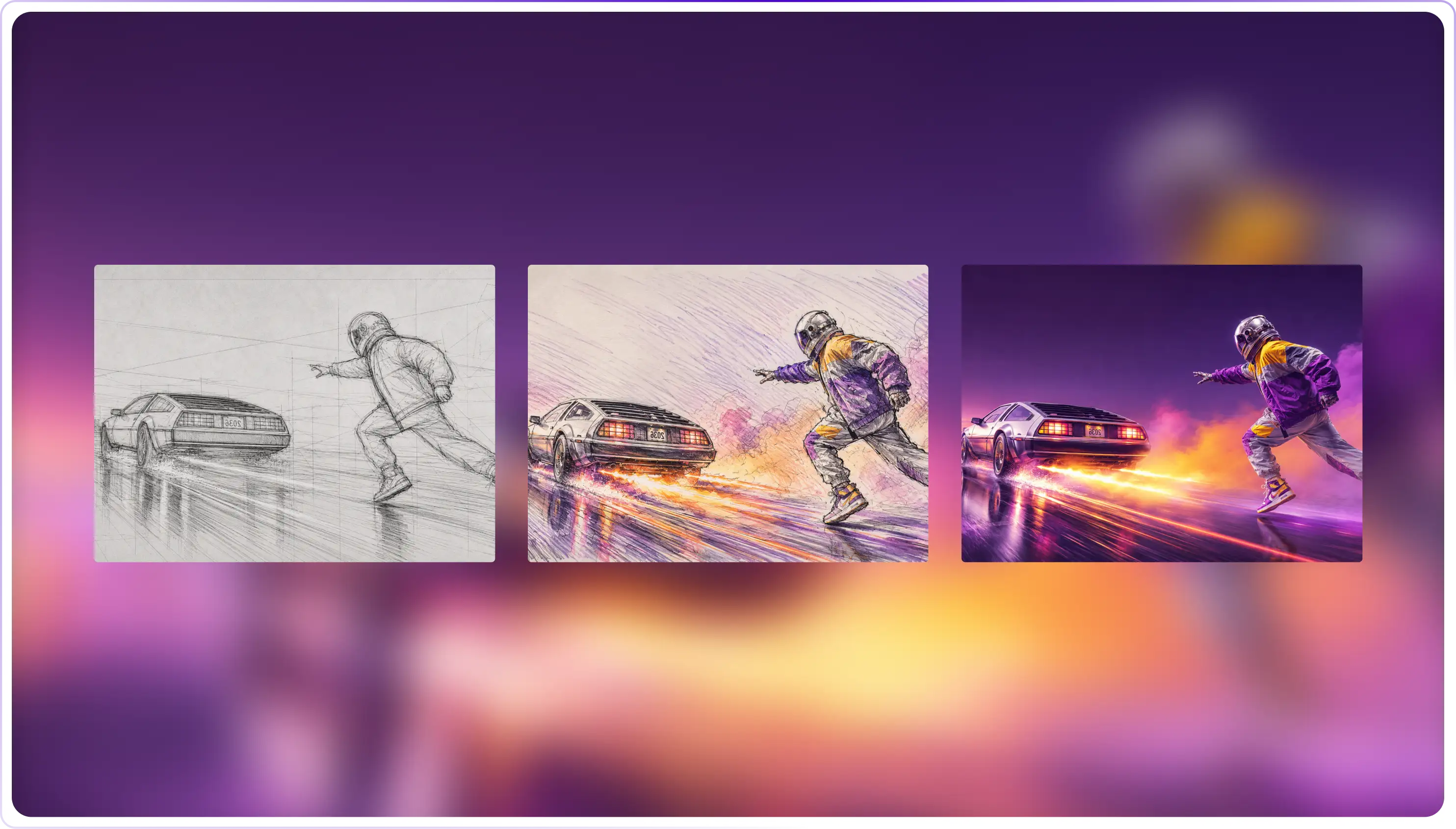 Processus de création d’une image par IA, du croquis initial à l’illustration finale.
