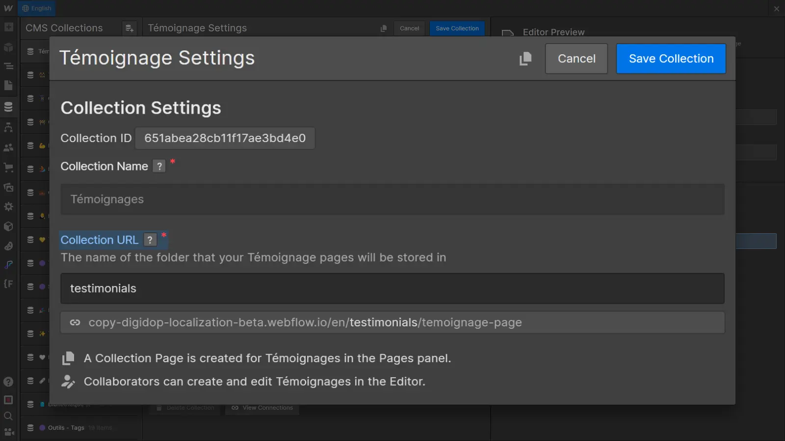 Webflow Localization, modify the slug