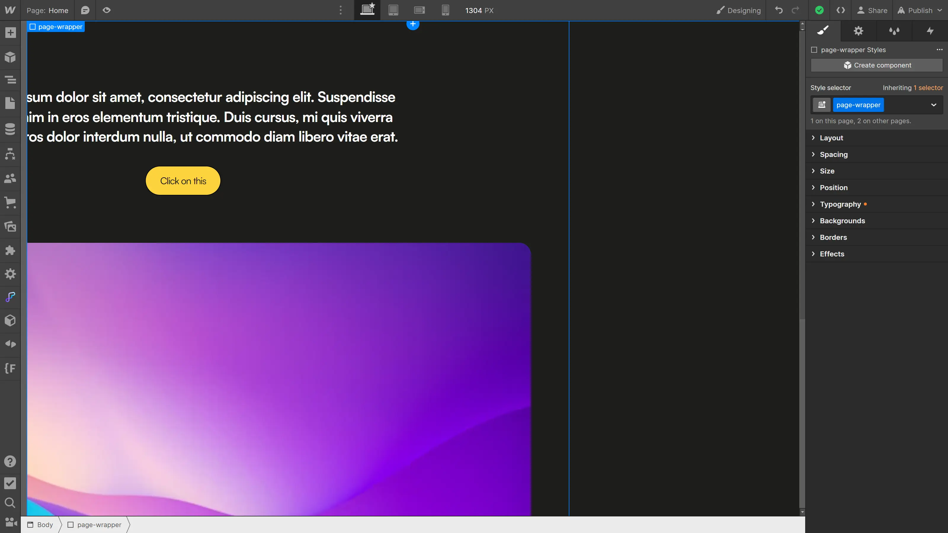 Webflow, empêcher scroll horizontal avec sticky