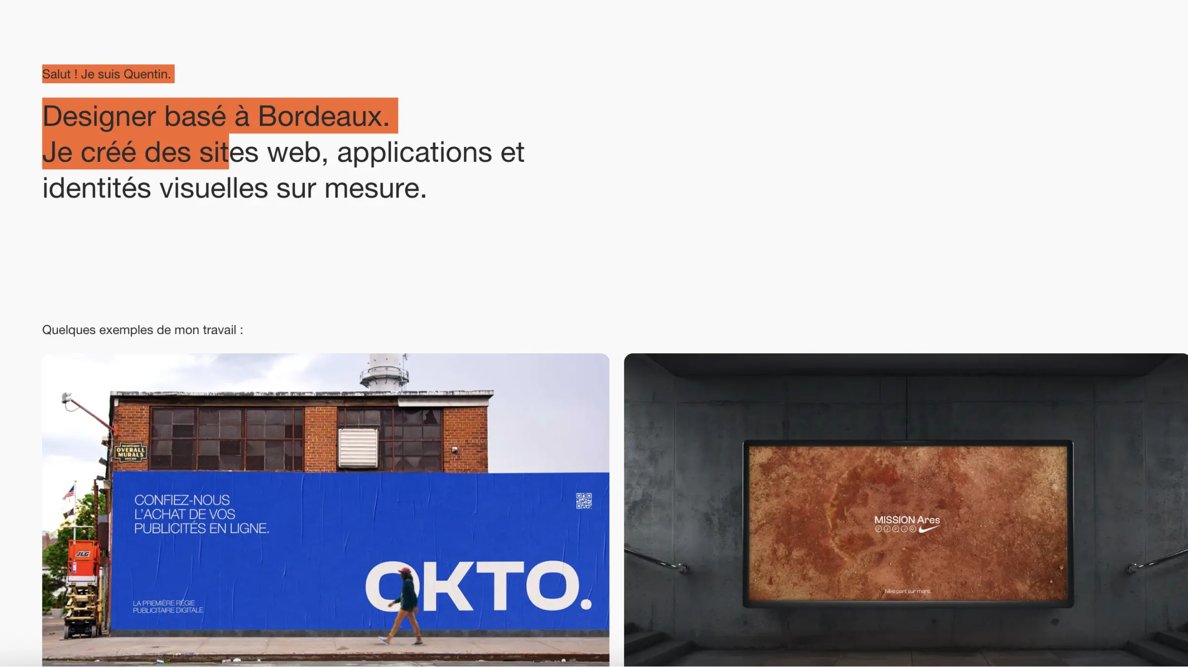 Exemple de custom avec une color orange lors de la séléction sur un site web de designer