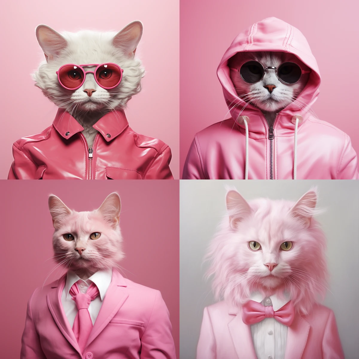 Images of several pink cats