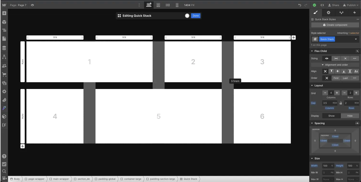 Edit Quick Stack Element Webflow