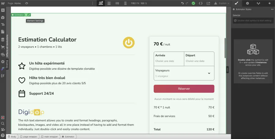 Ajout symbol webflow