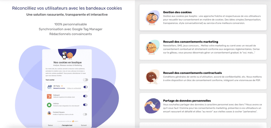 Gestion des cookies axeptio