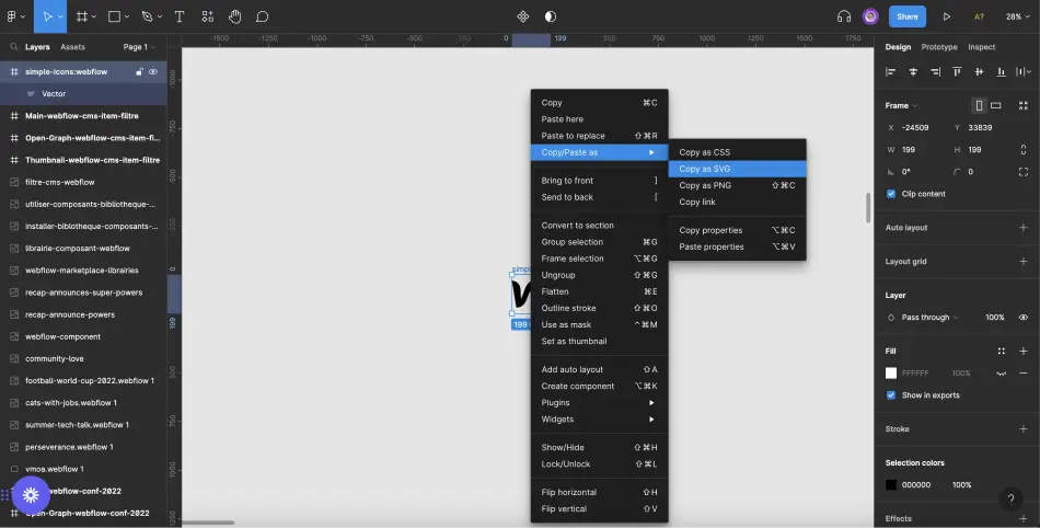 Copier comme SVG dans Figma