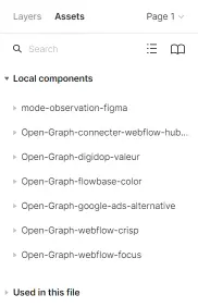 interface du panneau d'assets sur figma