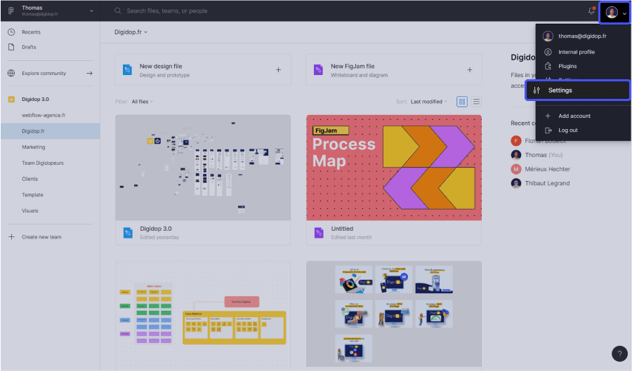 interface de l'outil figma avec un focus sur les paramètres entourés en bleu