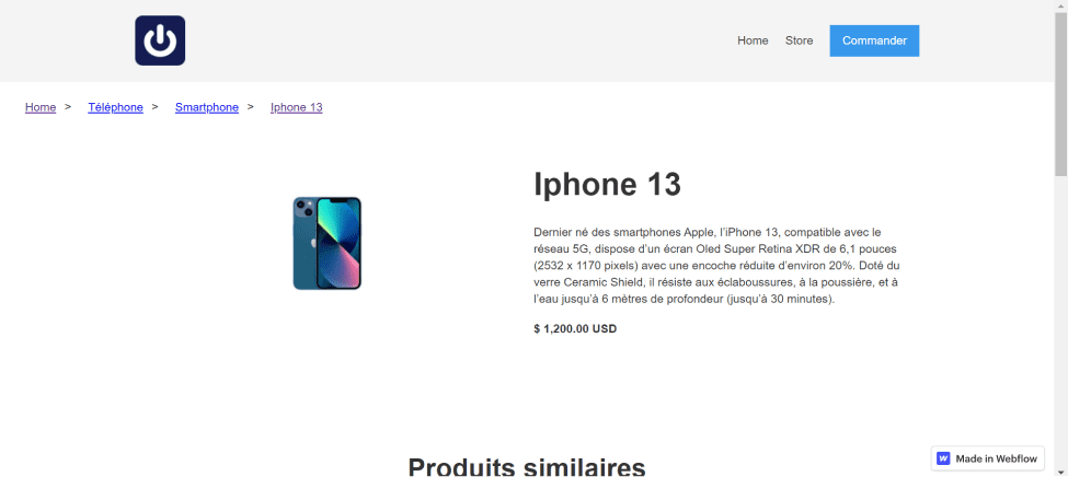 Exemple de la mise en place d'un fil d'Ariane sur un site ecommerce webflow