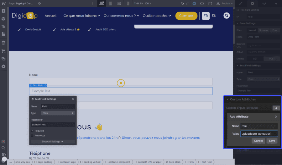 Designer webflow avec focus sur les customs attributes