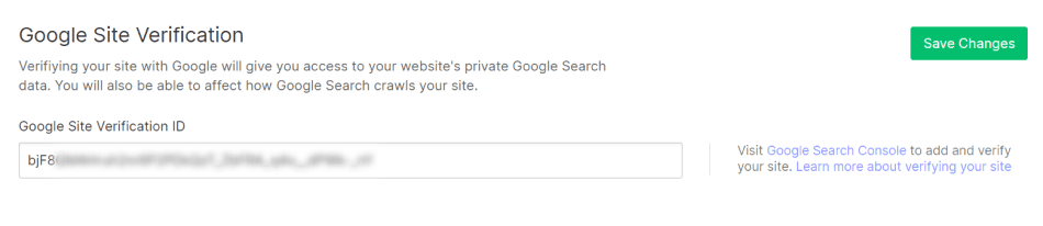 Insertion de la balise Meta dans le Google Site Verification ID de Webflow