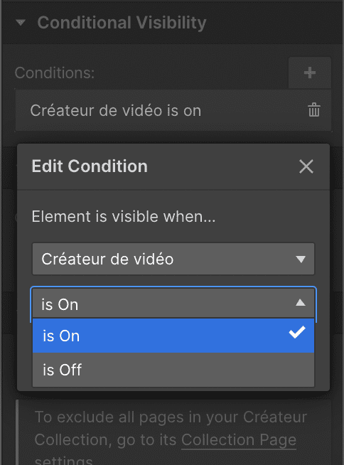 edit condition webflow cms is on ou is off