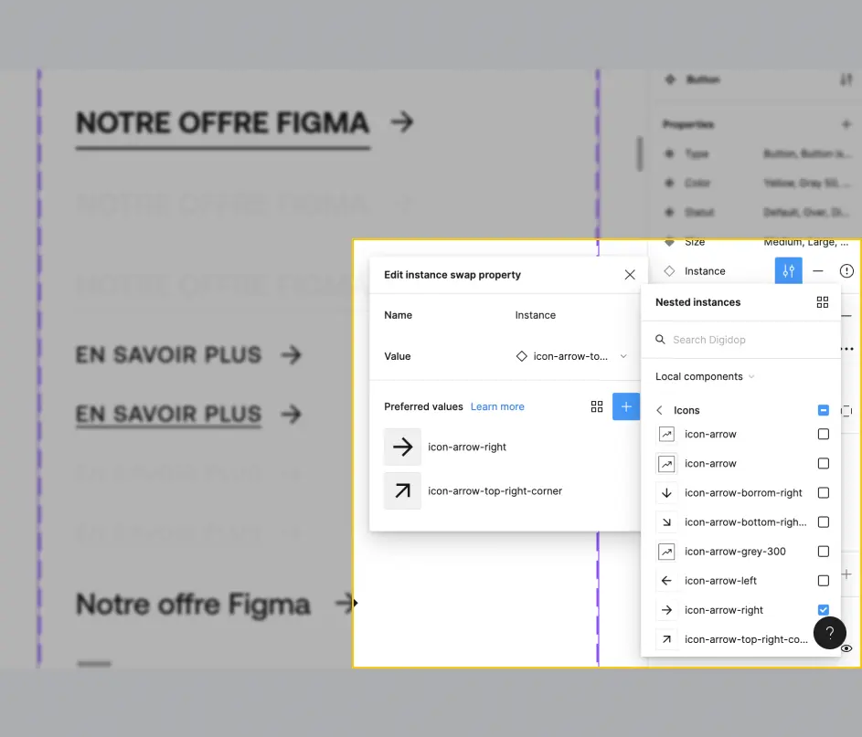 Fonctionnalité d'instance favoris sur figma