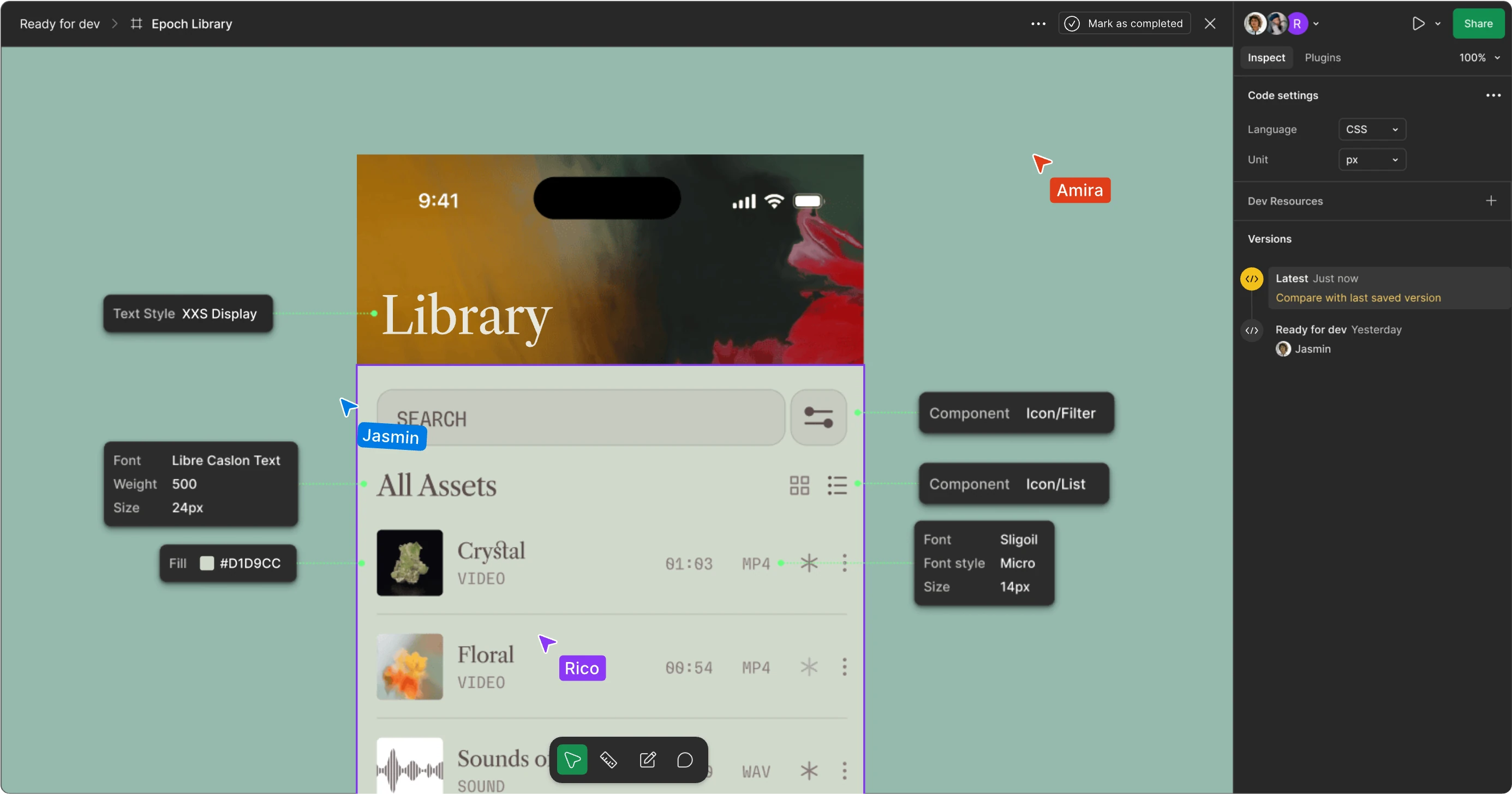 Image of the Figma Dev Mode interface