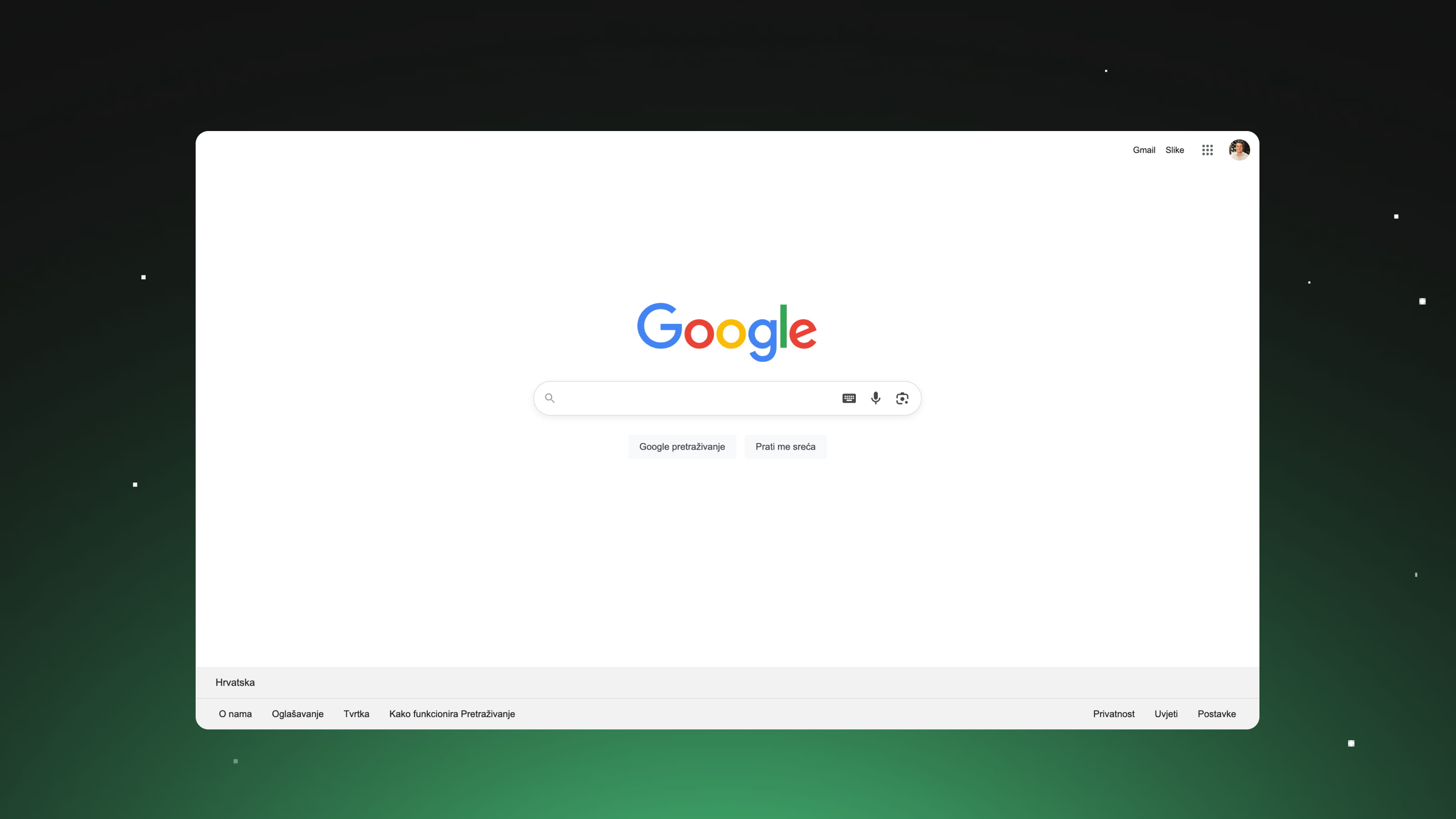 Screenshot of Google search homepage with search bar and Google logo.