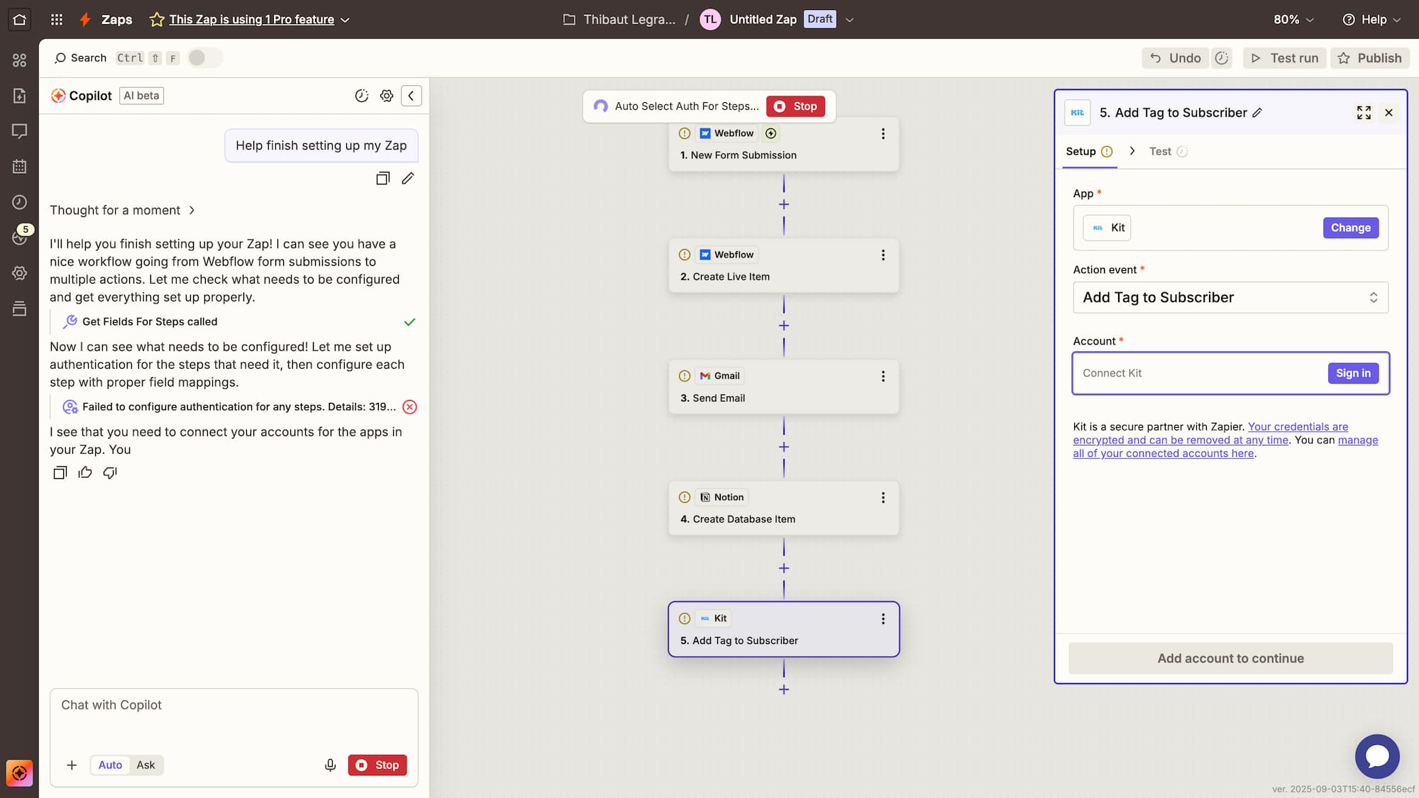 Zapier no-code automation interface