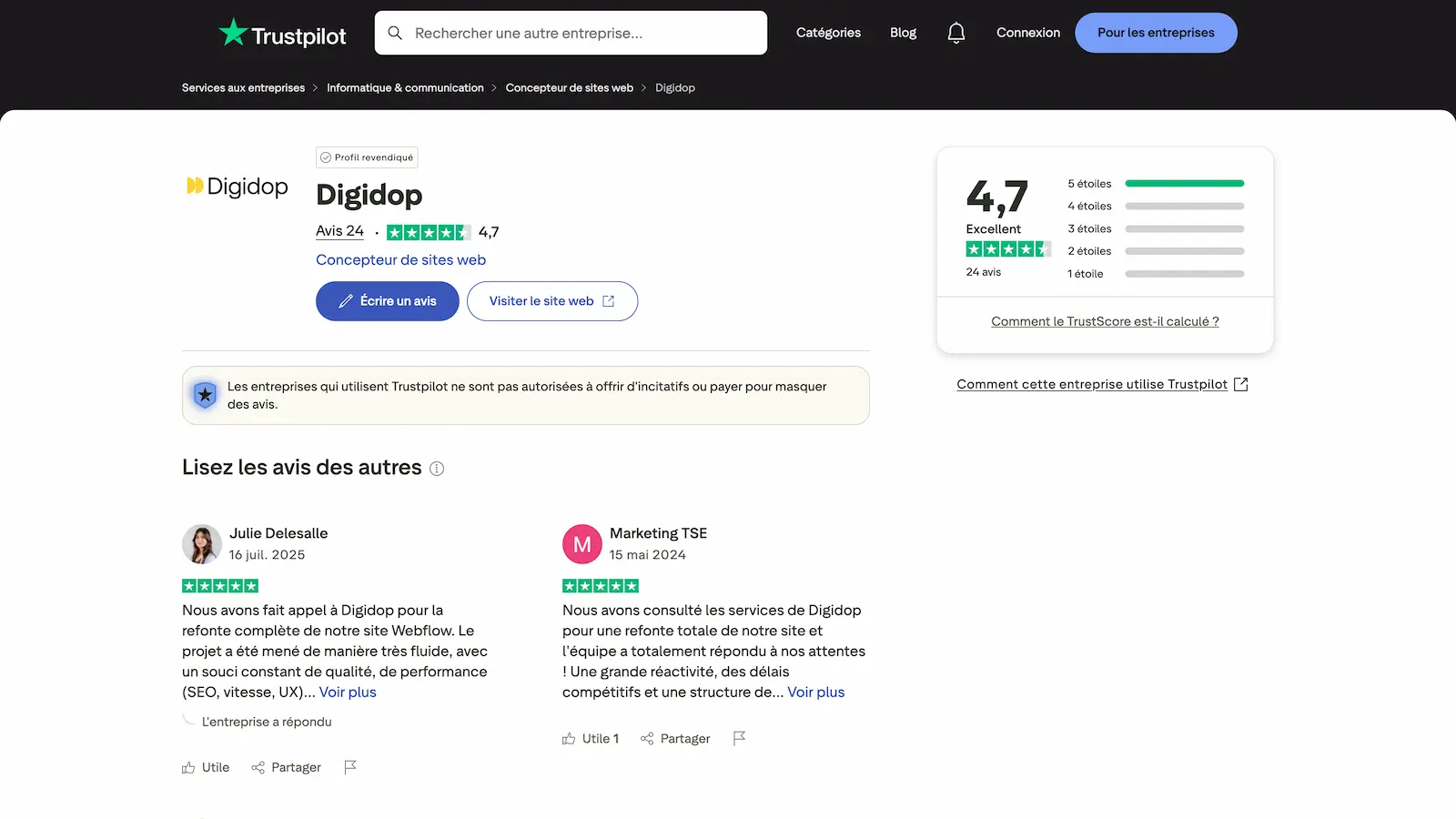 Digidop Trustpilot