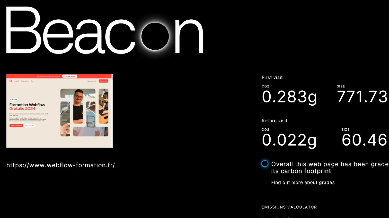 Digital Beacon analysis for webflow-formation.fr