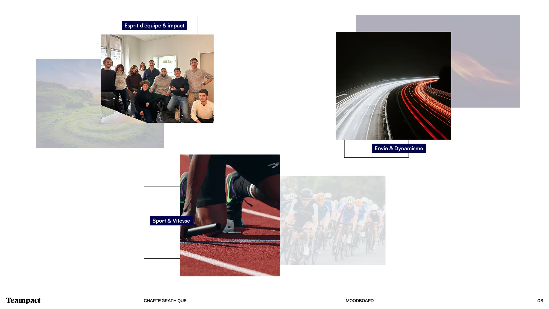 Teampact moodboard highlighting team spirit, drive, and athletic performance.