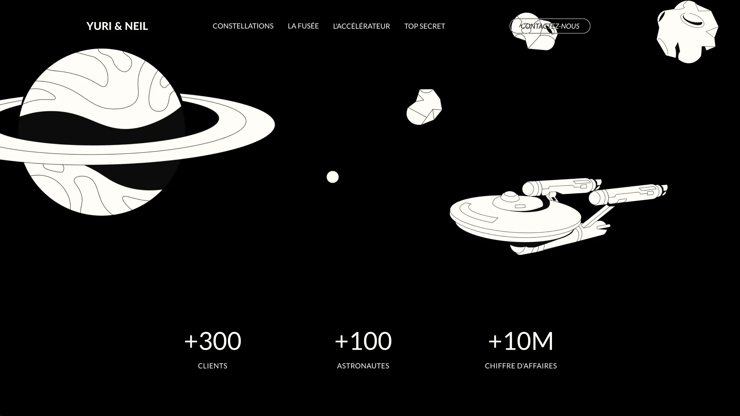 capture d’écran du site yuri & neil avec des chiffres clés des vaisseaux et des planètes