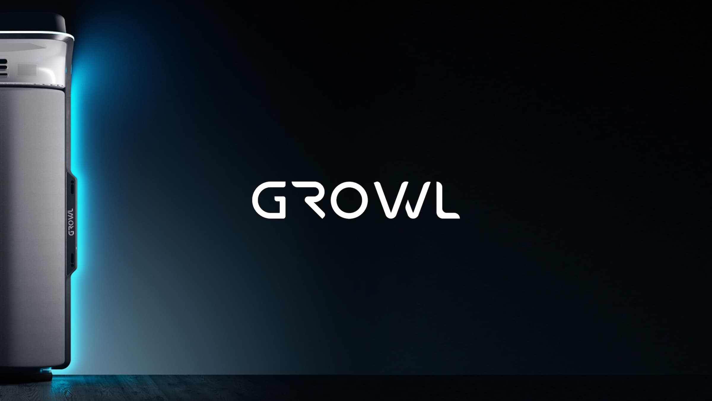 Image with the GROWL startup logo and a photo of their new product, a connected boxing bag.
