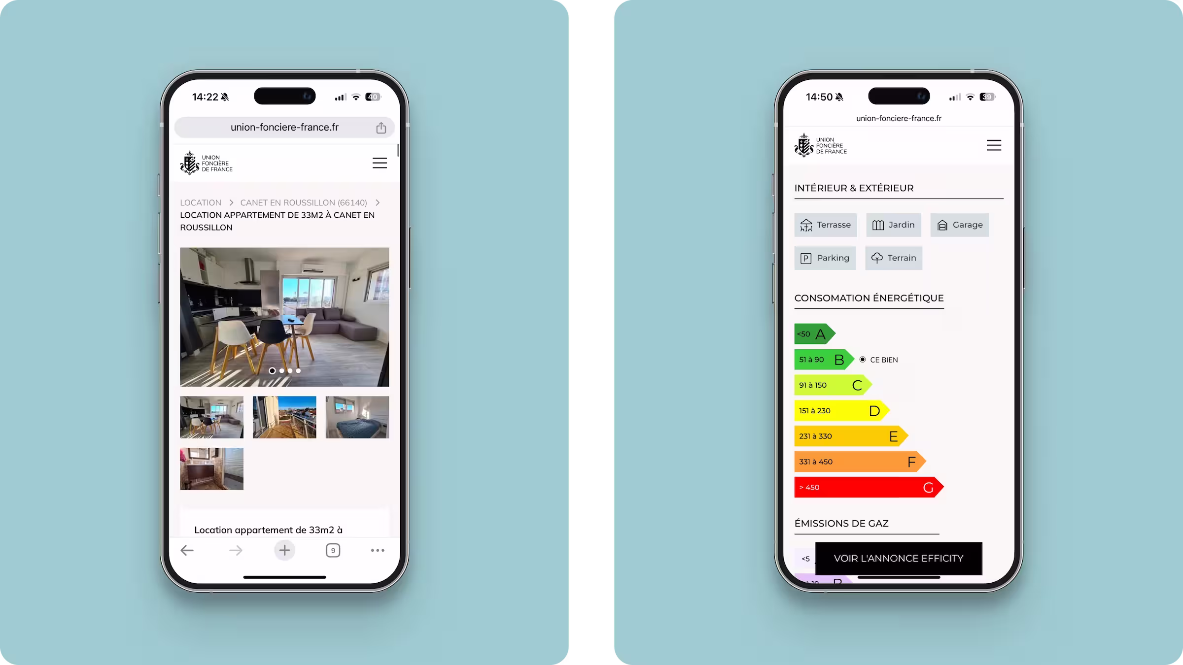 Mockup responsive iphone d'un site immobilier
