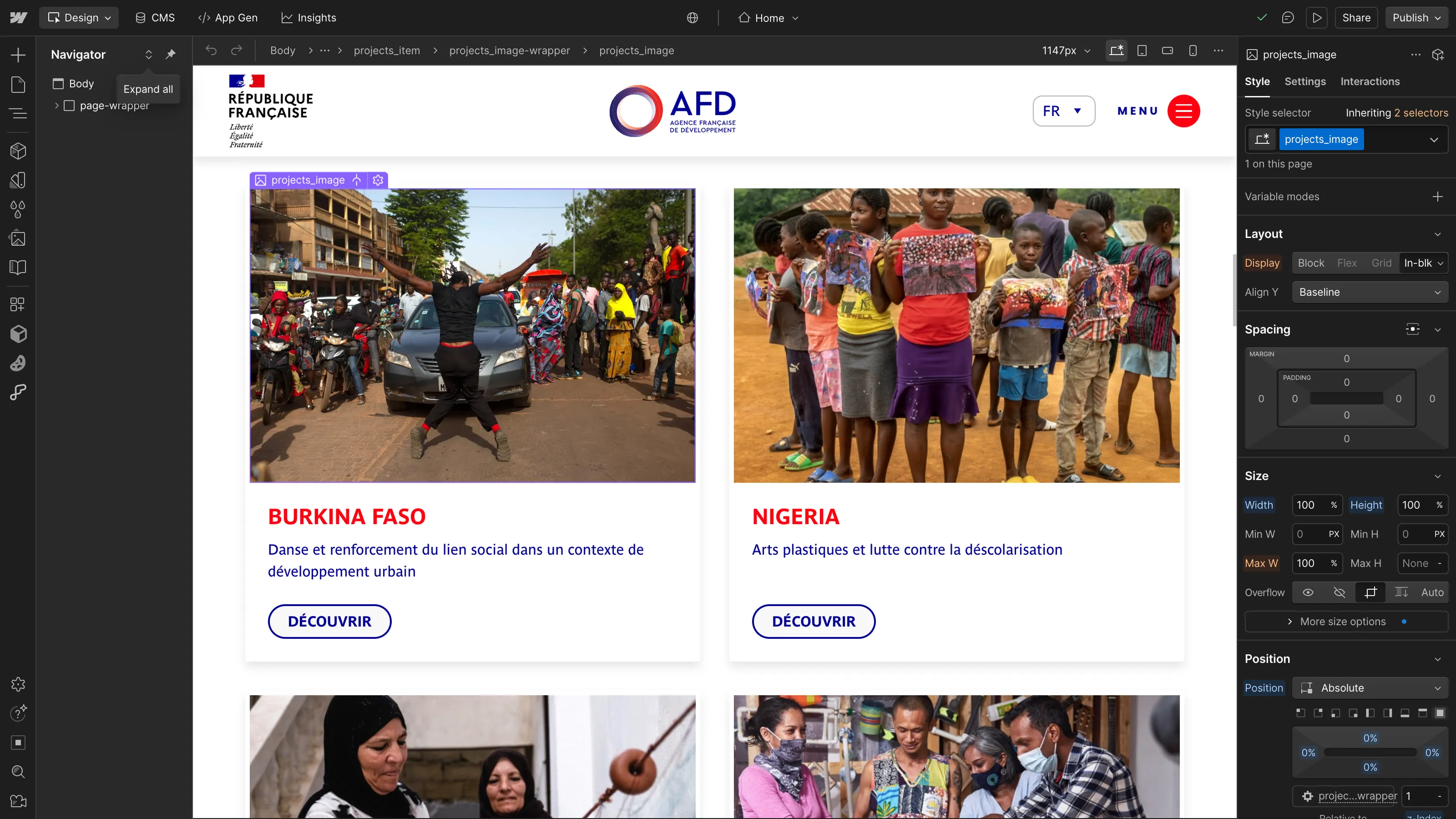 Proof of Concept technique démontrant la faisabilité d’une migration du site de l’AFD vers Webflow