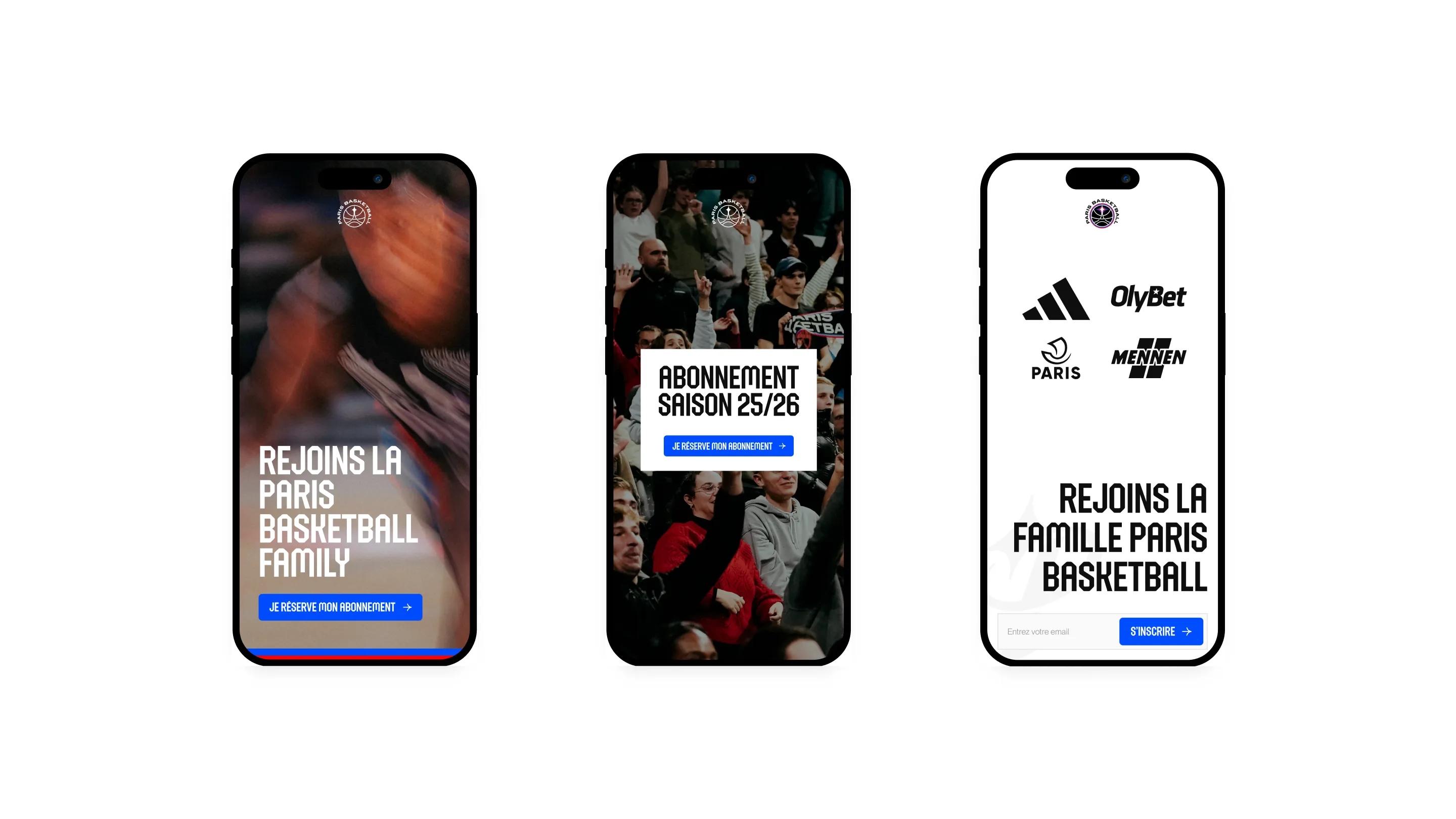 Montage de supporters de Paris Basket sur les stands de l'Adidas Arena avec le message « Ensemble on brille »