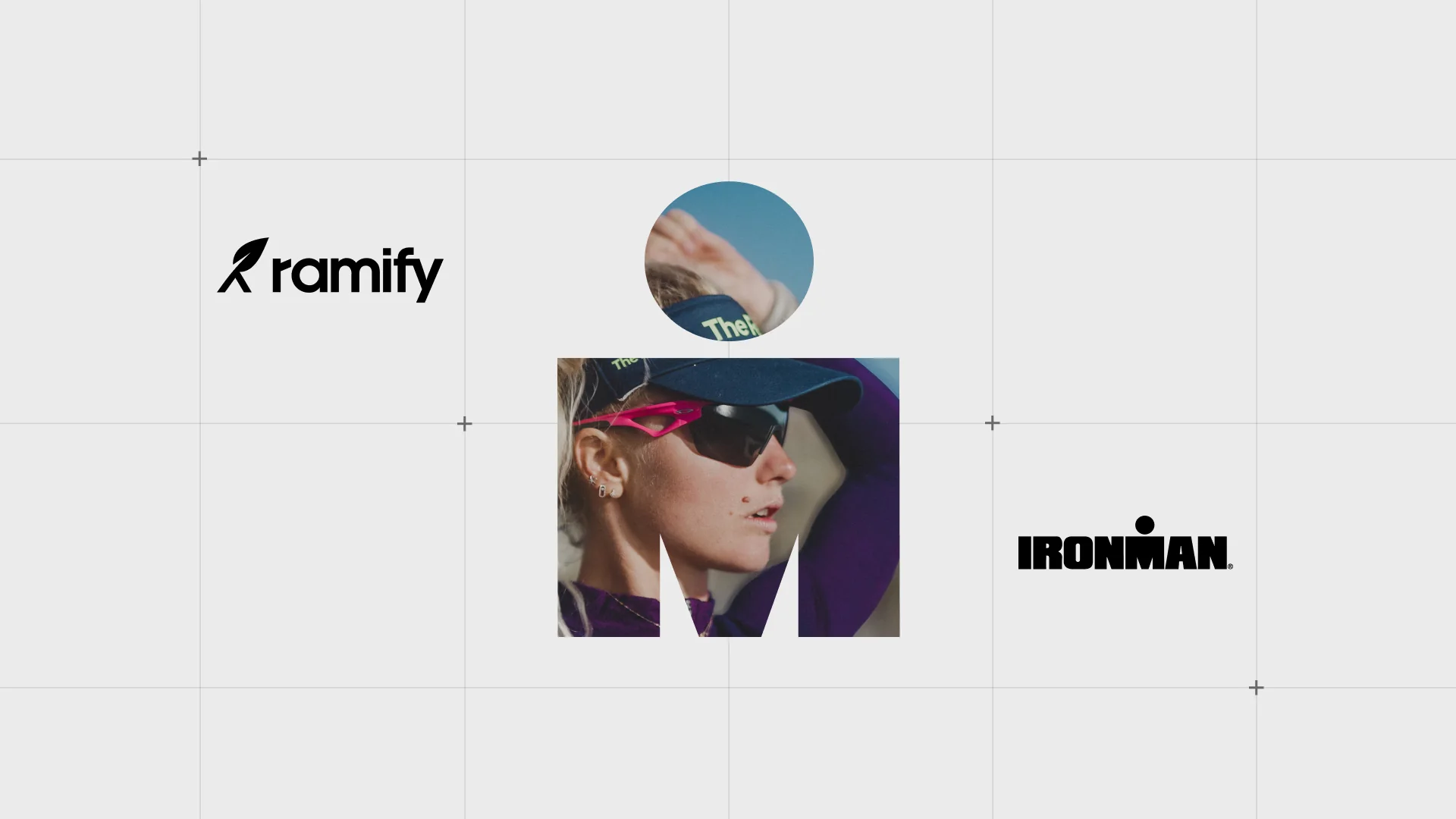 Section du site web présentant les logos IRONMAN et Ramify, accompagnés d’une photo de Marjolaine Pierré