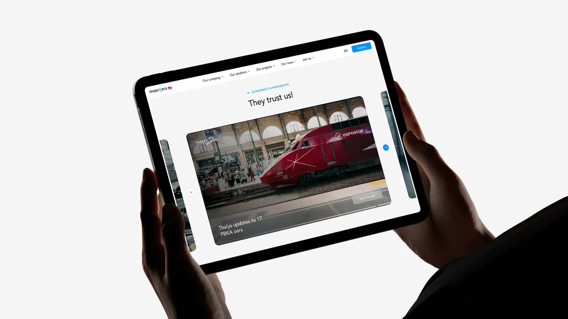 Tablet view of the Masteris SNCF Website