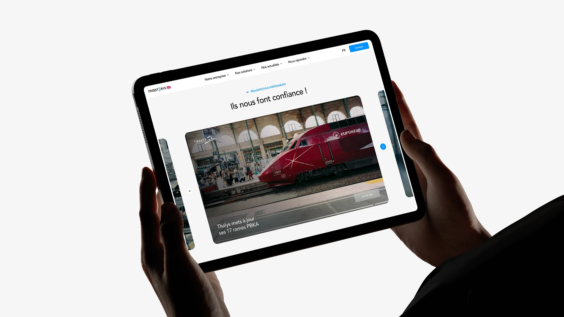 Site de Masteris SNCF sur Tablette