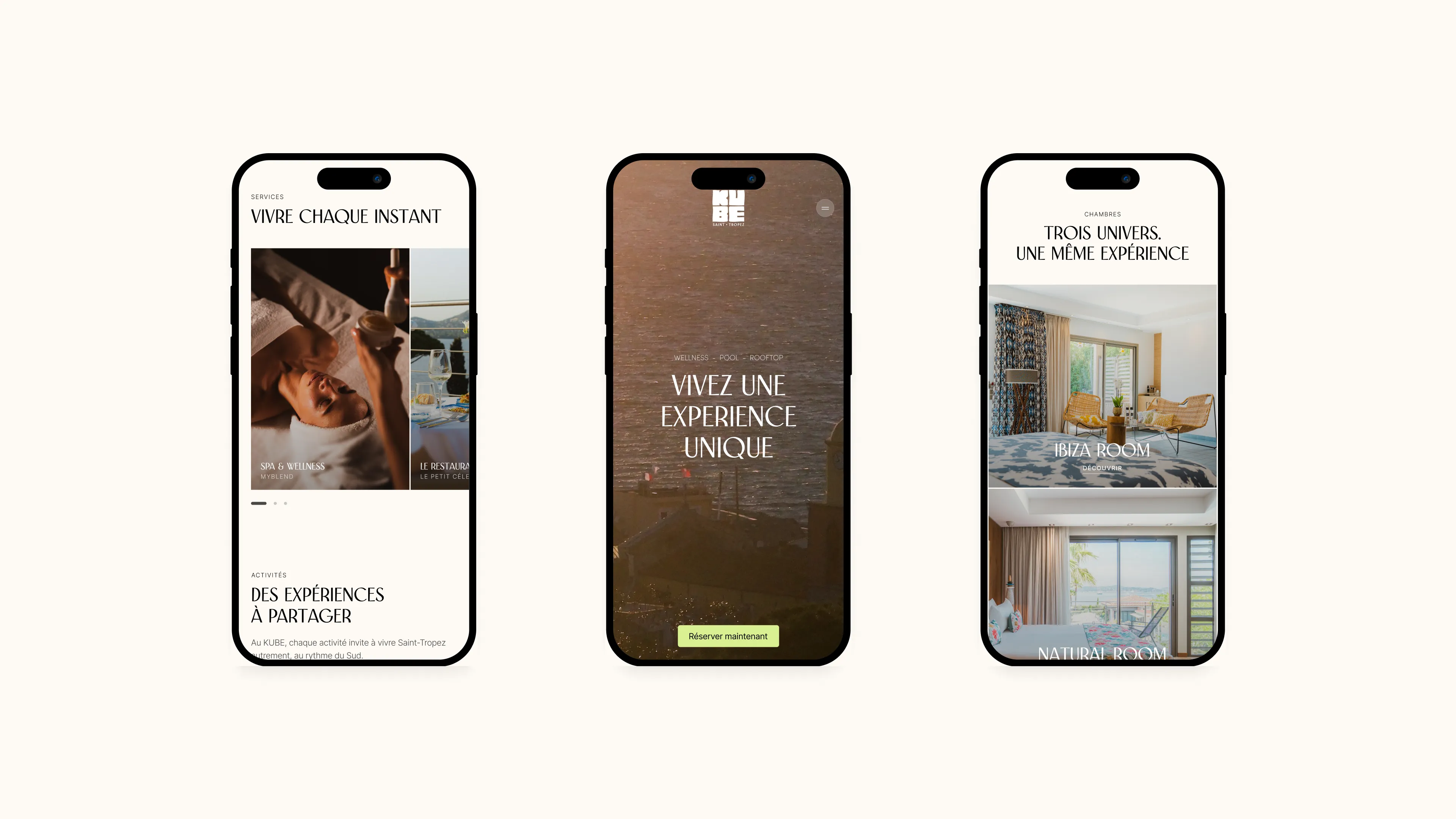 Version mobile du site Web de l'hôtel avec navigation immersive et parcours de réservation optimisé