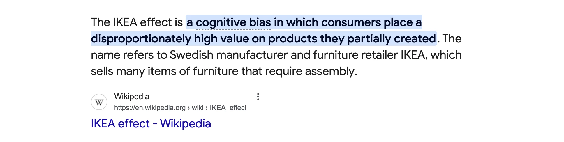 Définition de l’effet IKEA montrant le biais cognitif où les consommateurs valorisent davantage les produits qu’ils ont partiellement créés