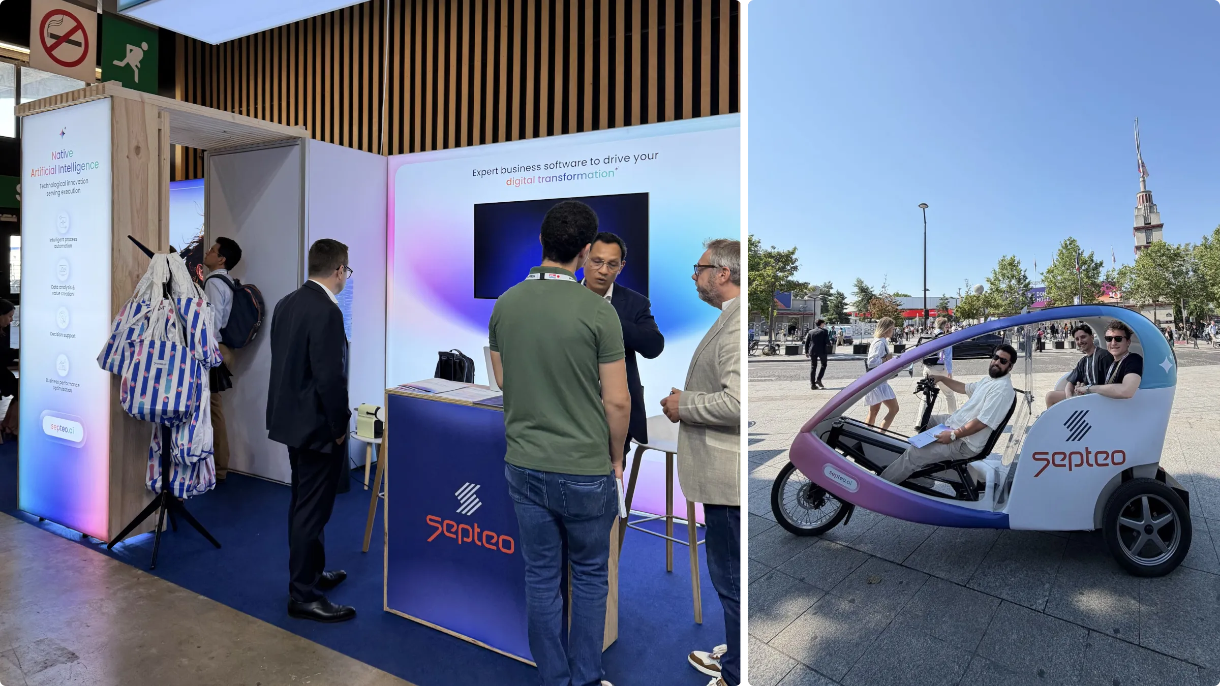 Photo of the Septeo booth and their electric bike at VivaTech 2026.