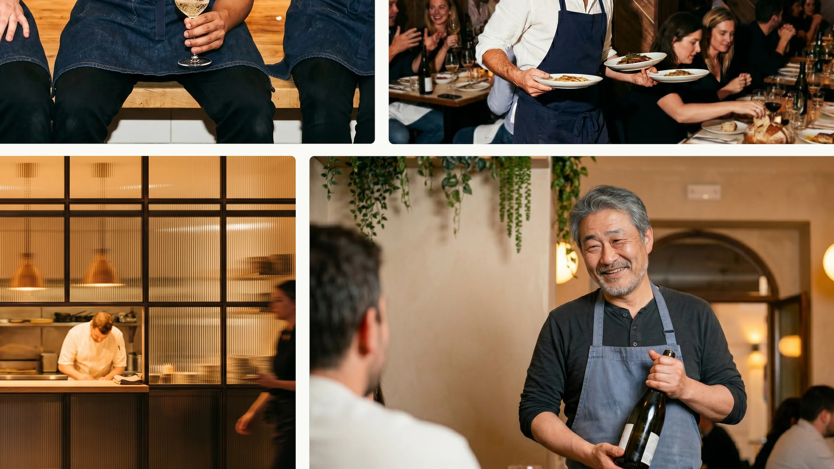 Hospitality scenes featuring restaurant teams, guests, and the CoverManager brand universe, supporting the company’s refreshed visual identity.