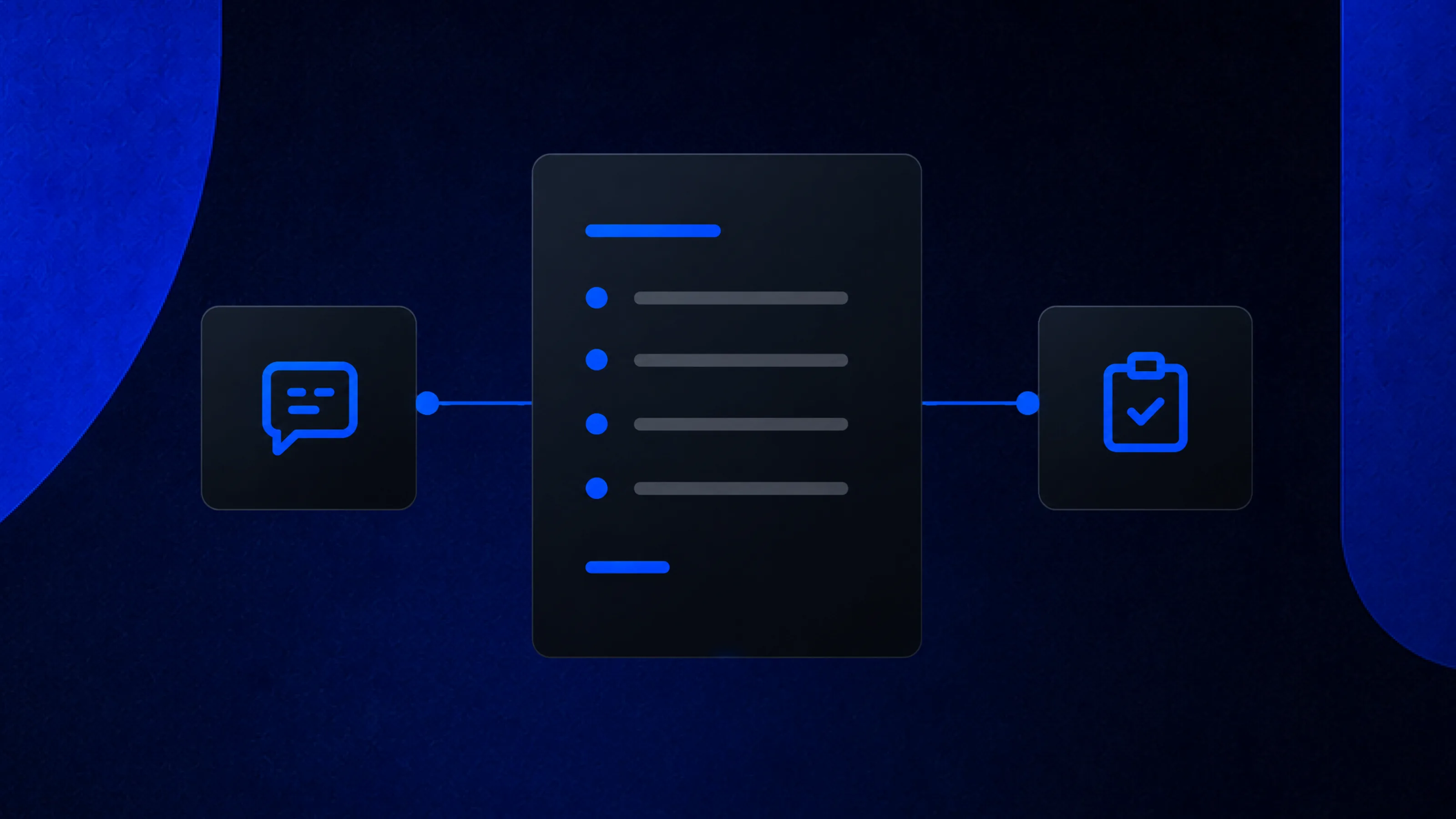 Specifications checklist document for a web agency RFP, dark blue illustration