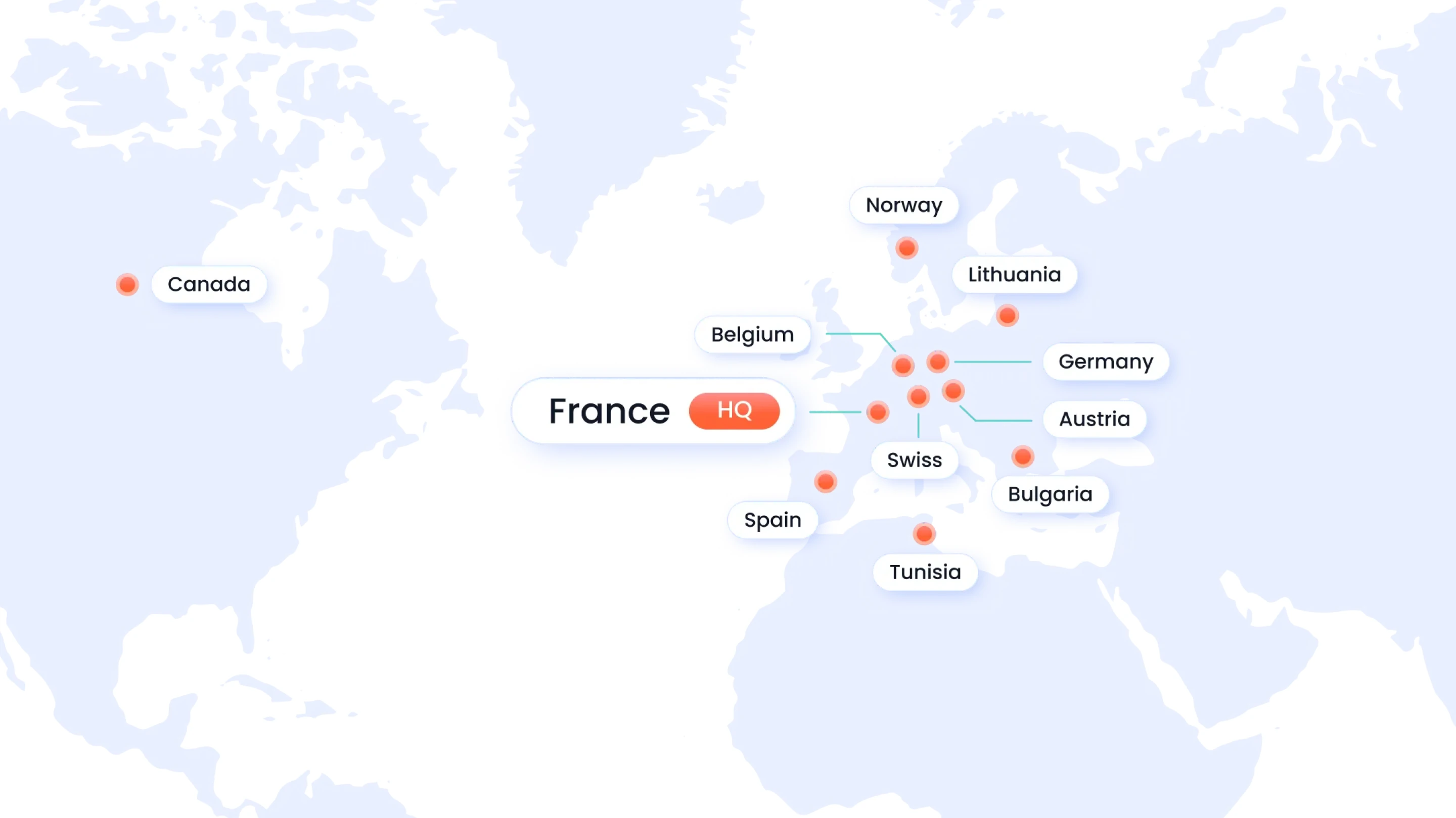 Map showing the Septeo Group's geographic locations