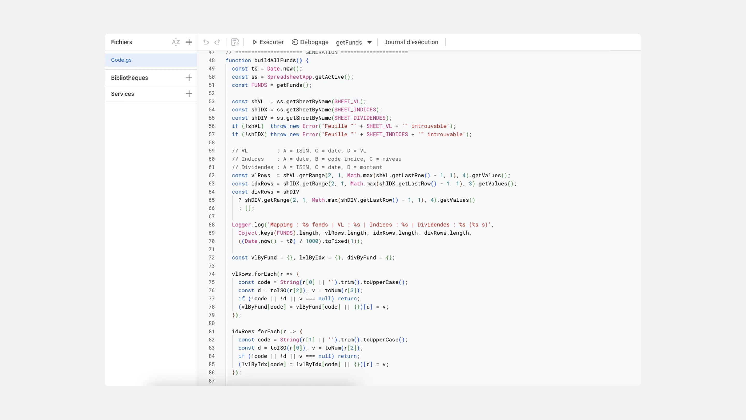 Script automating fund net asset values and financial data updates