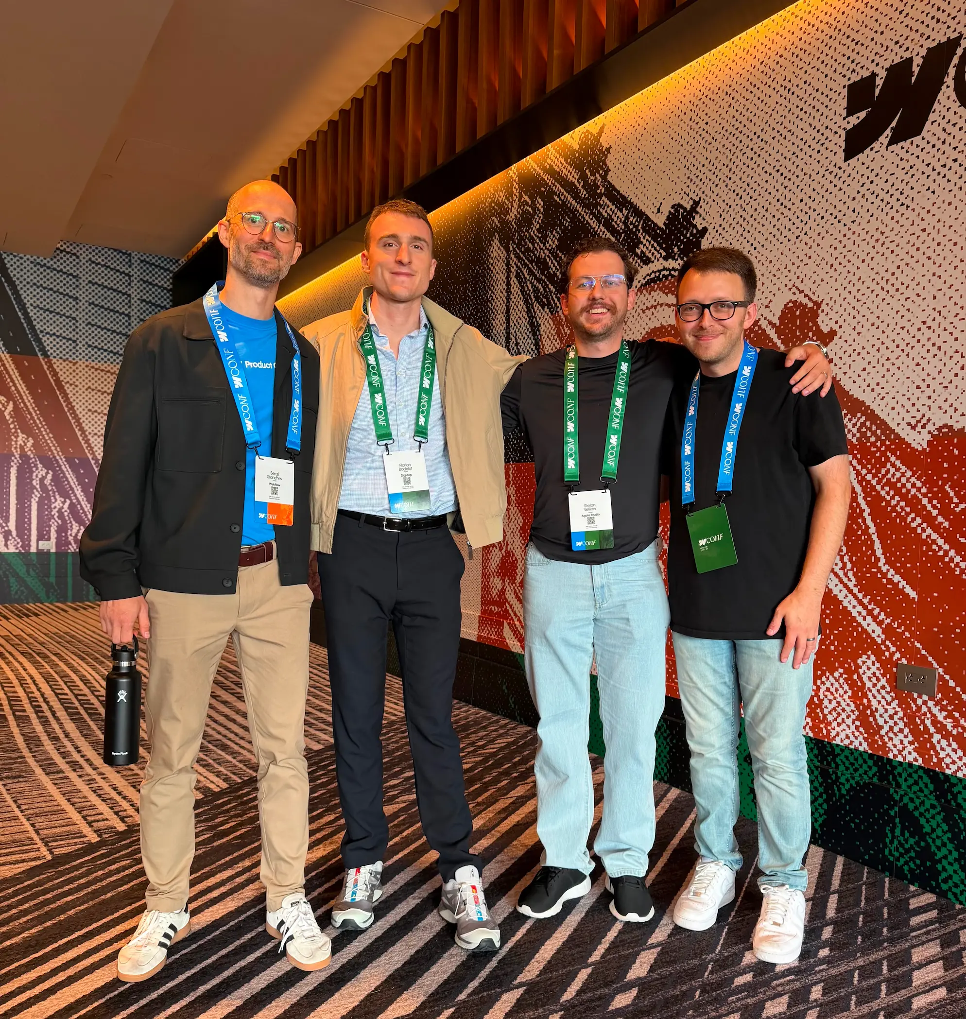 Florian Bodelot with Sergei and Timothy Ricks at Webflow Conf 2026.
