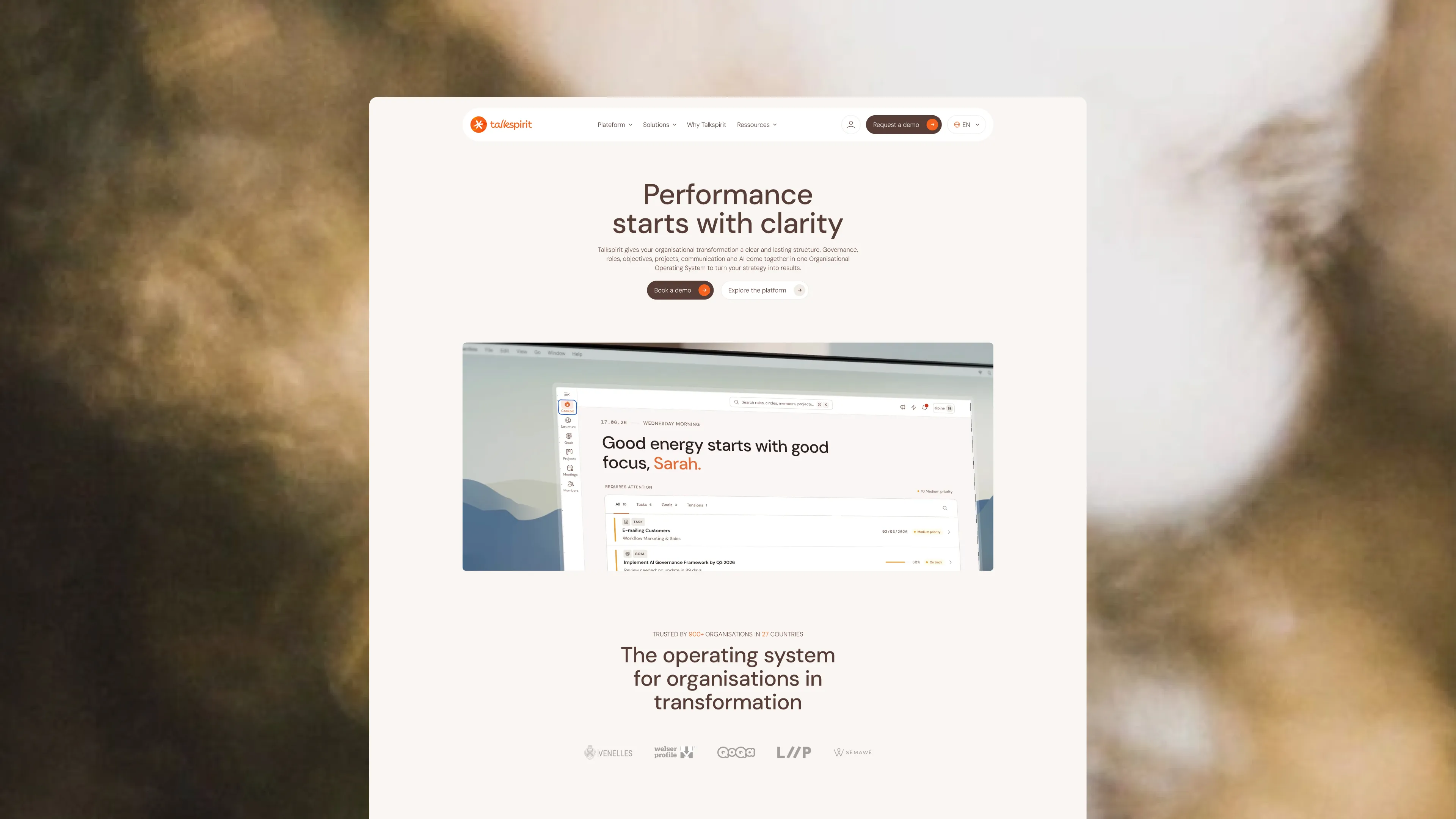 New English Talkspirit homepage, designed and developed with Digidop.