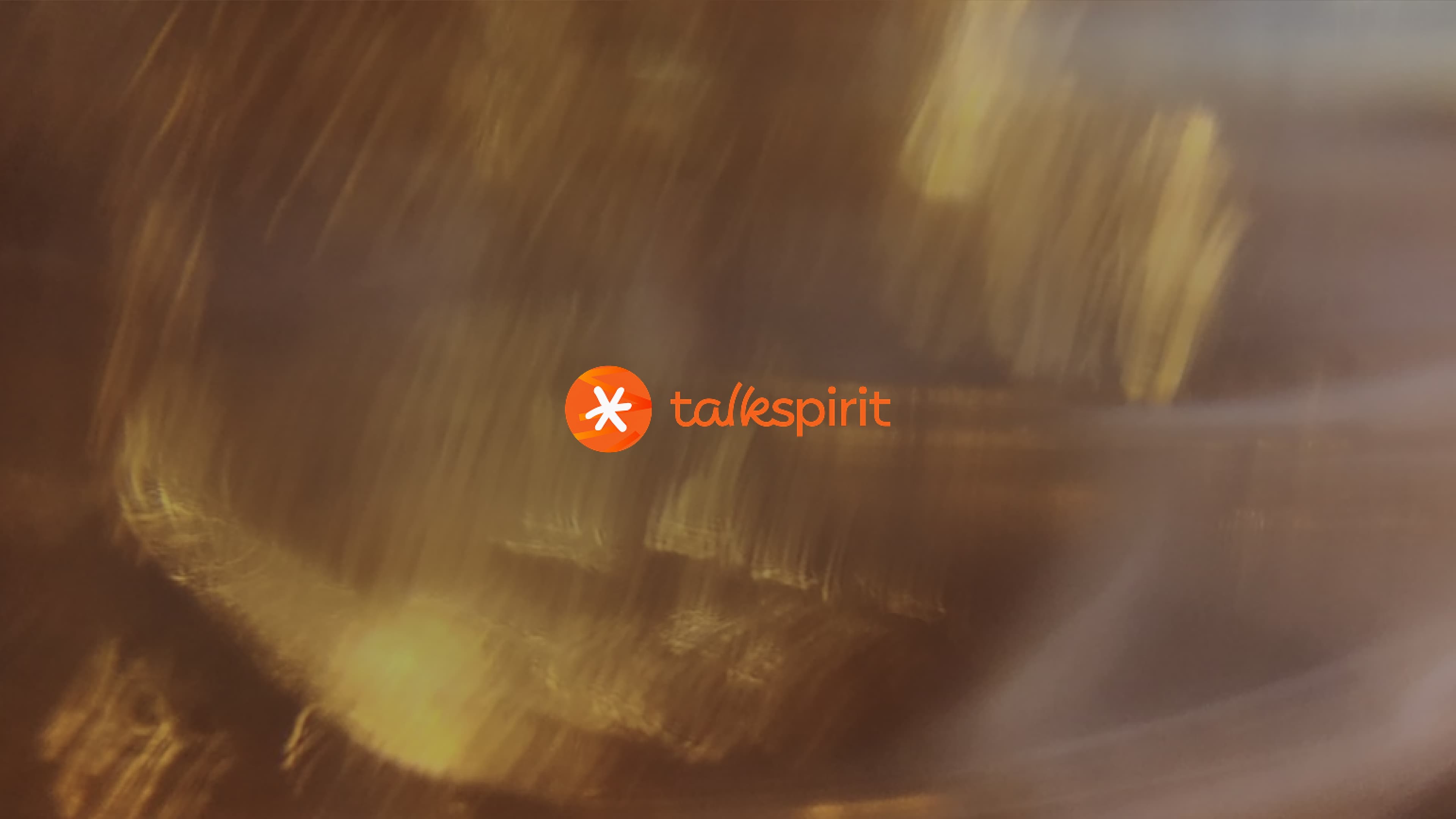 Talkspirit orange logo centered on a visual background.