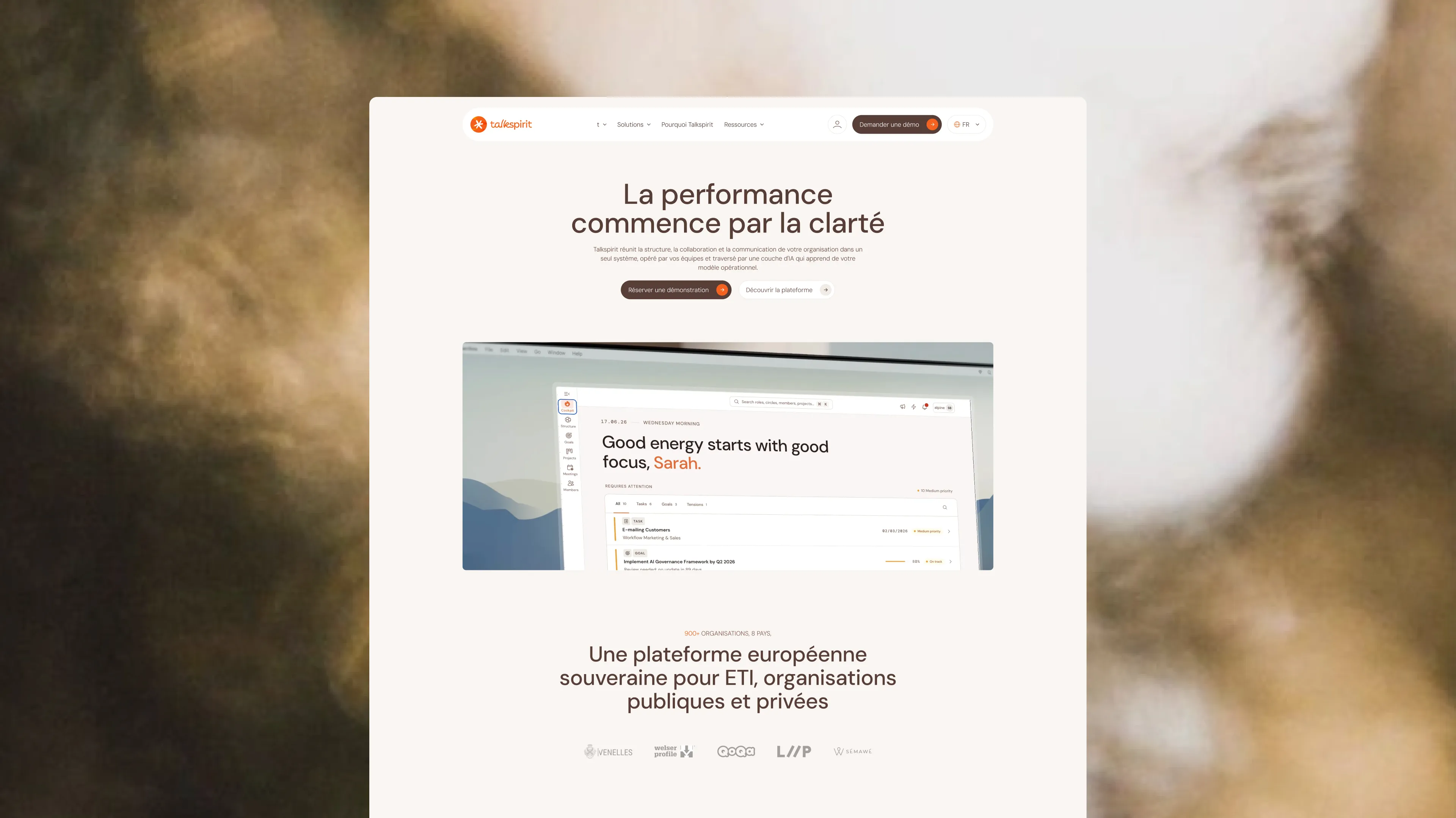 Nouvelle page d'accueil Talkspirit, conçue et développée avec Digidop.