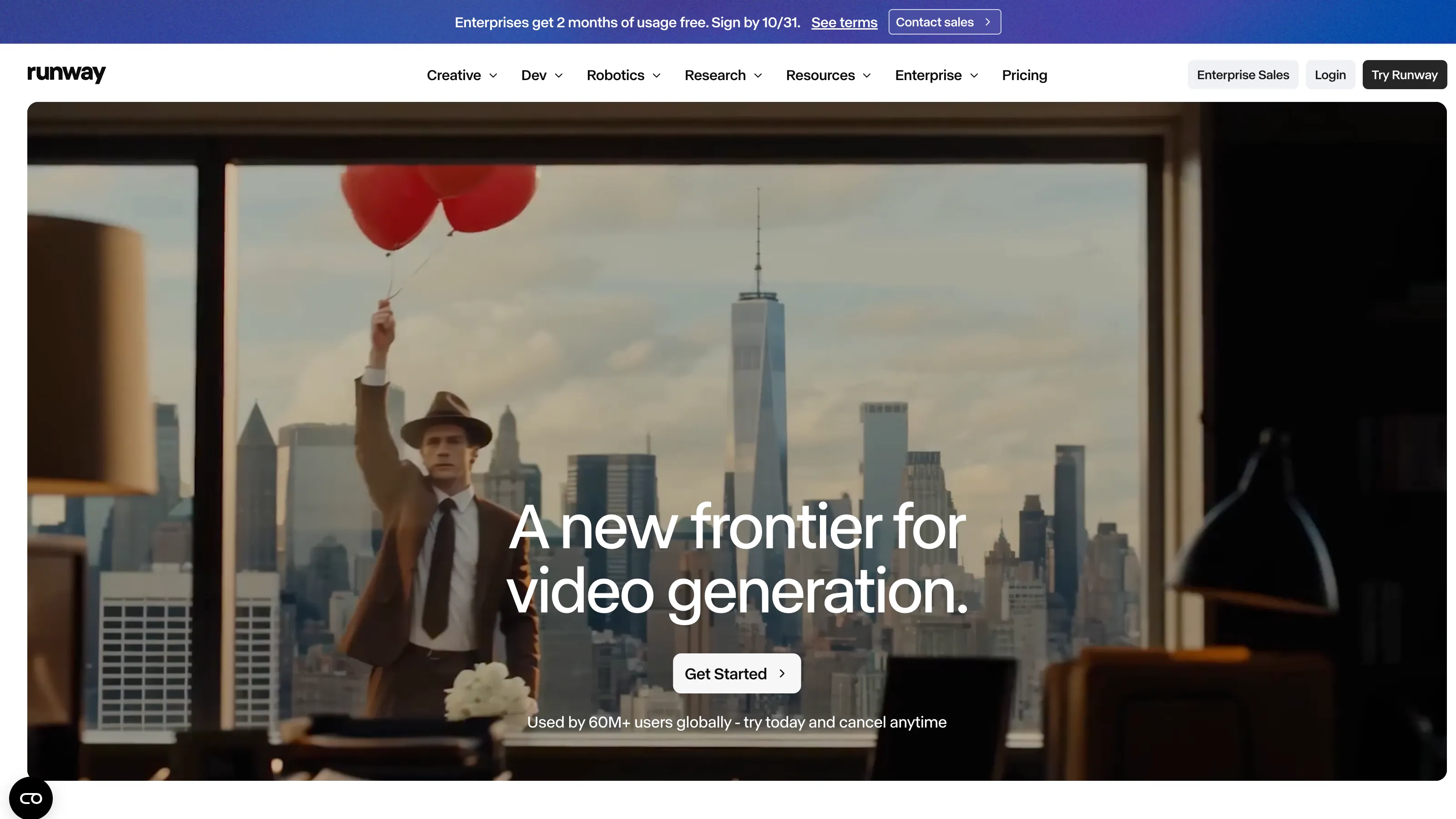 Runway interface showcasing its AI video generation platform
