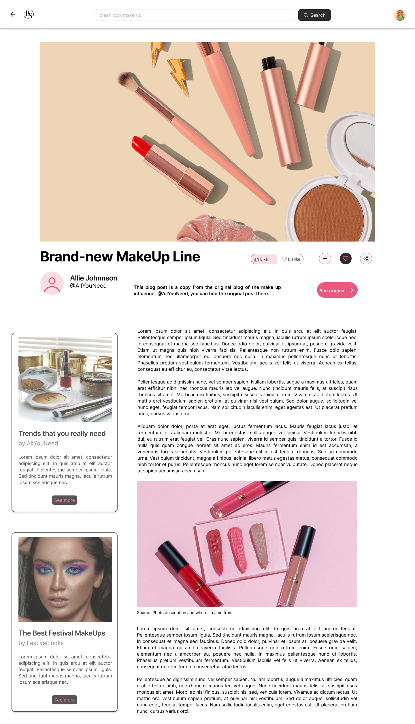 Screenshot of Brush & Sine project website, showing a blog post example.