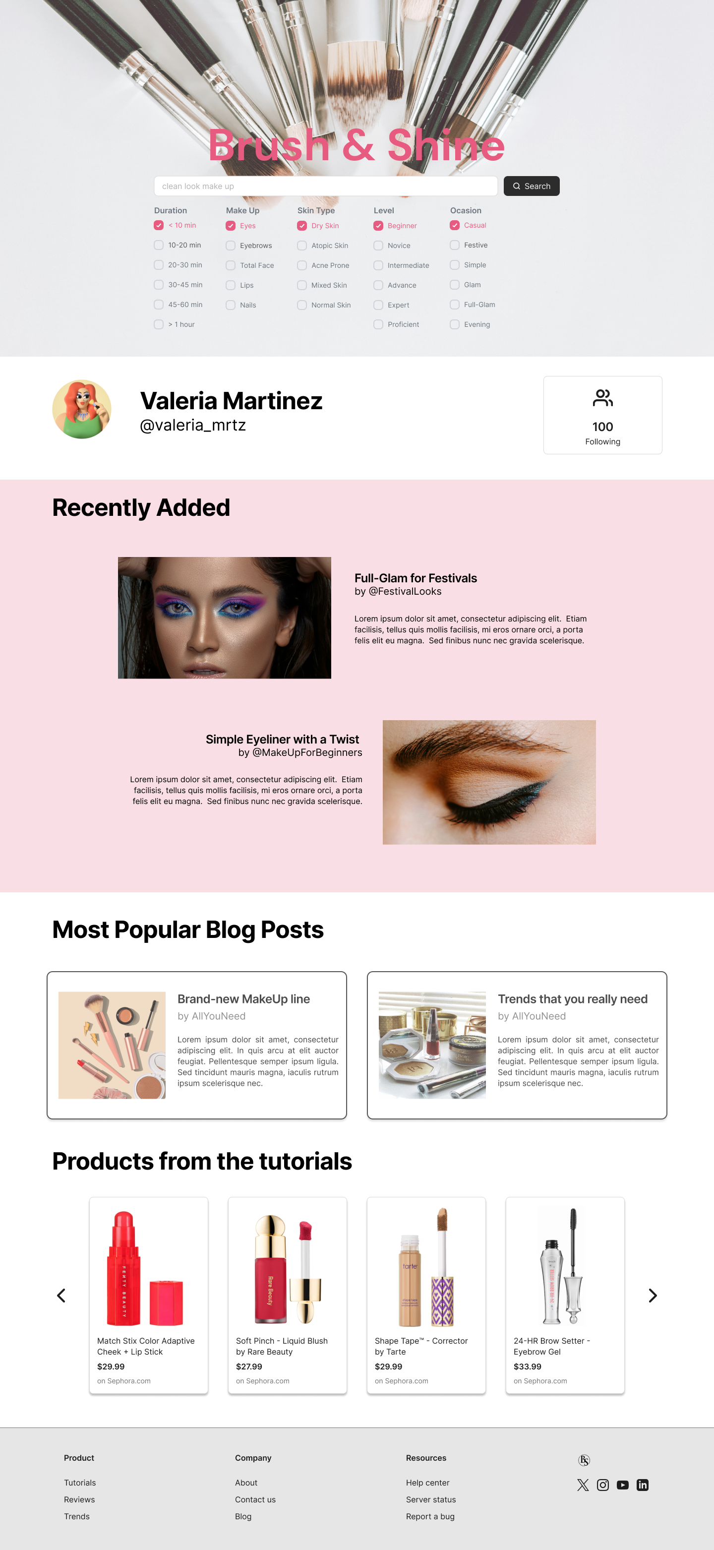 Screenshot of Brush & Sine project website homepage