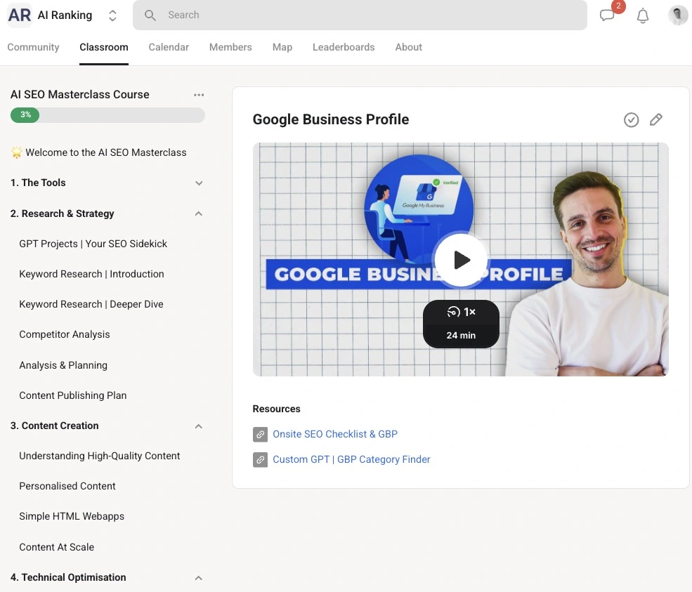 AI ranking module on local seo inside the AI ranking community