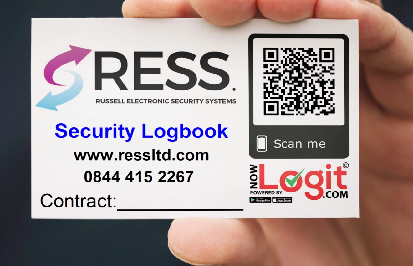 RESS branded NowLogit security logbook QR sticker example