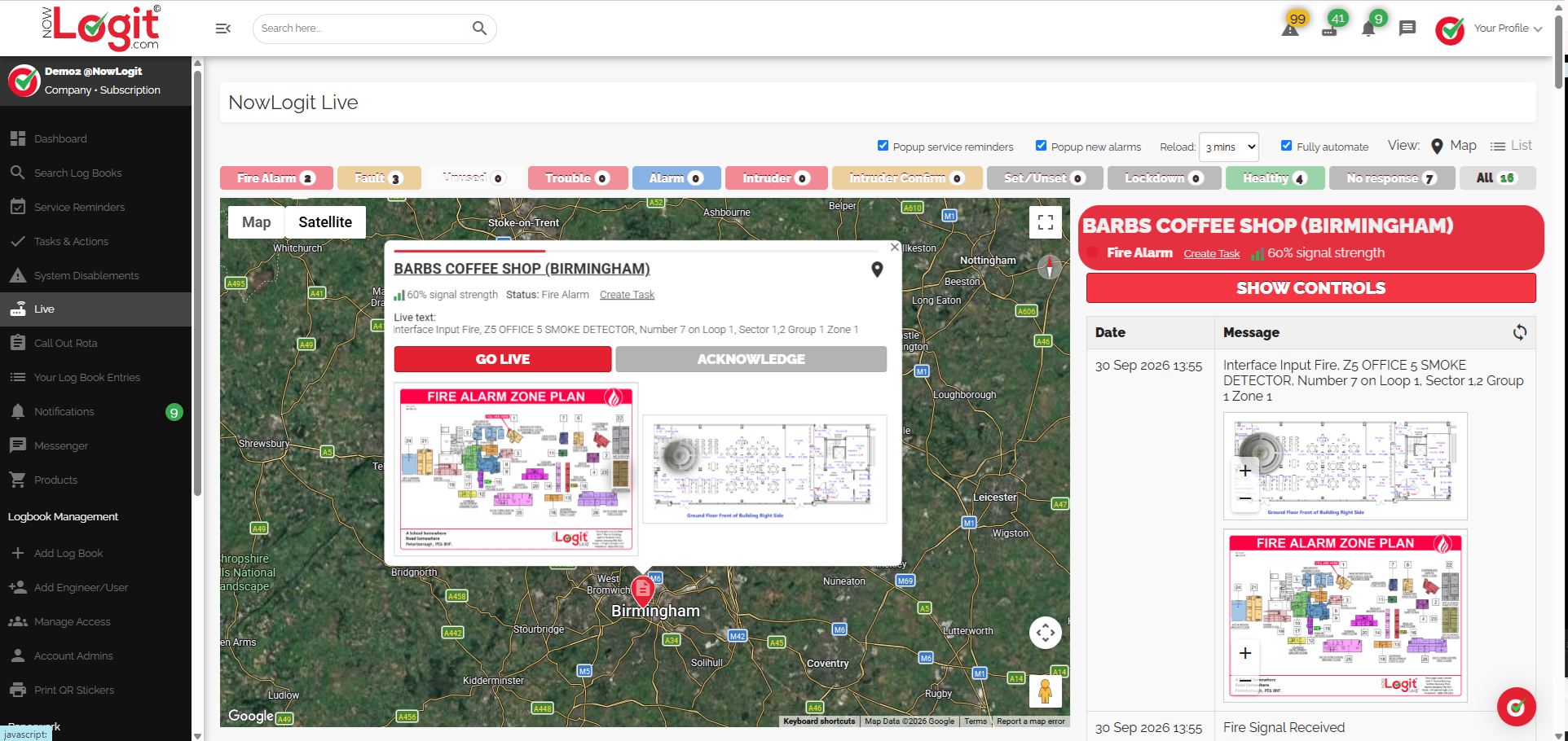 NowLogit V1 Live site details, events and floorplans